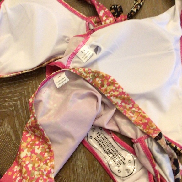 NWOT Fashion Womens 2pc Pink Leopard Print Surprise V-Neck Bikini Set Size 2XL - Picture 11 of 14